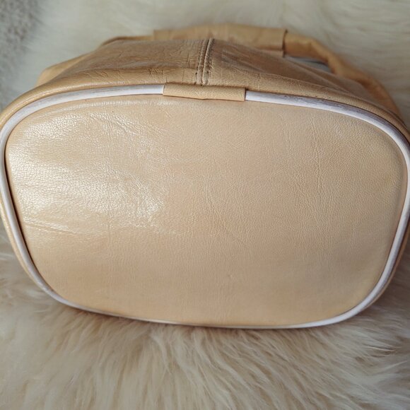 Custom Made Aged/Yellowed-White Leather Mini Handbag - Picture 4 of 13